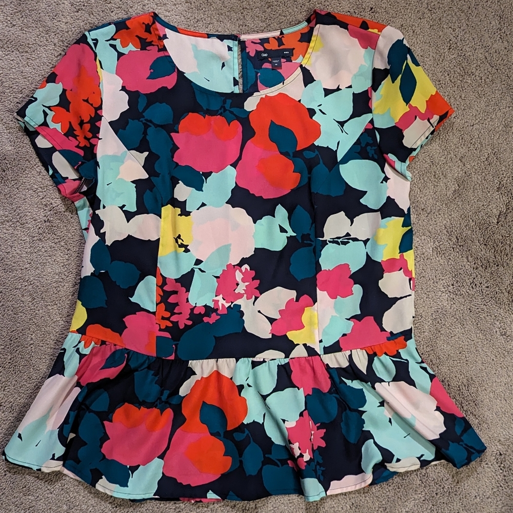 GAP Multicolor Floral Top Blouse Size Medium